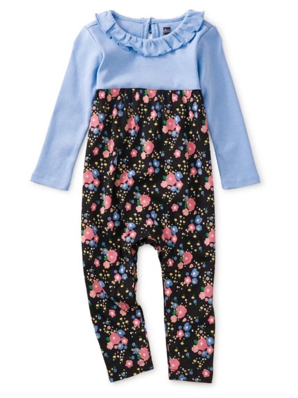 NWT Tea Collection Ruffle Collar Romper in Star Flower 18/24m Cotton